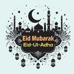 Eid Mubarak logo and icon EPS
