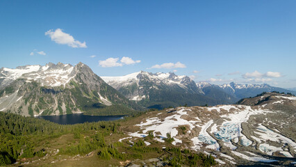 Mountain with frozen lake