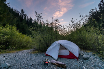 Tent at sunset