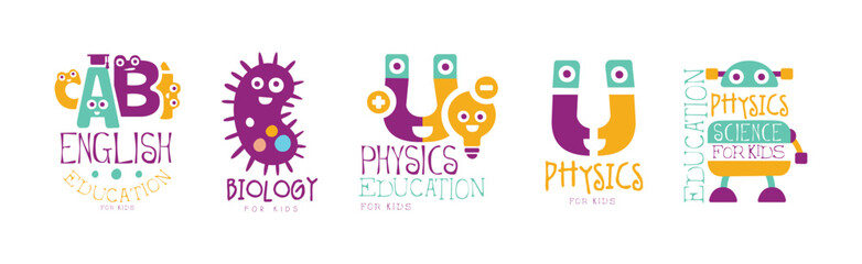 Fototapeta premium Kids Science Education Curriculum Club Logo Template Vector Set