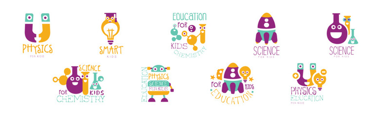 Kids Science Education Curriculum Club Logo Template Vector Set