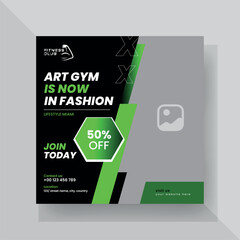 Gym and fitness social media post template design.