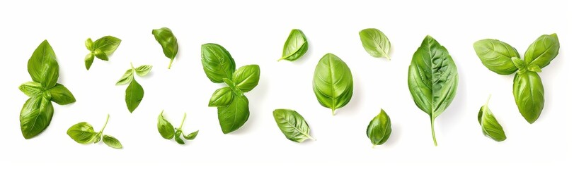 Obraz premium basil leaves isolated on white background