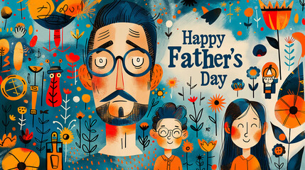 Illustration drawing art for Happy Father's day. Poster Happy father's day. Greeting card
