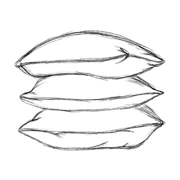 recommend clip art: Sketch of stack of white pillow isolated on white