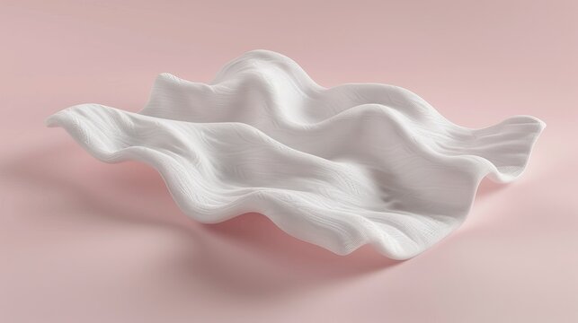 3D rendering of hierarchical materials including realistic fabrics, functional fibers, or sanitary pads, isolated advertising models featuring antibacterial disposable fiber and soft filler.