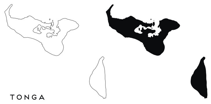 Tonga map outlined and black vector