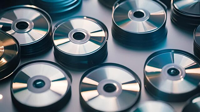 Group of CDs Arranged on Table Generative AI