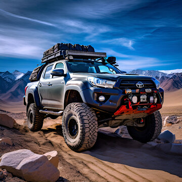 toyota hilux in the mountains 