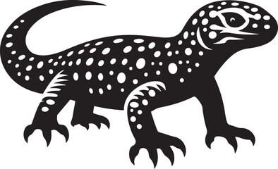 Gila Monster lizard animal silhouette vector illustration on white background.