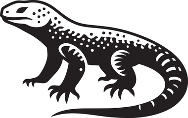 Gila Monster lizard silhouette vector illustration on white background.