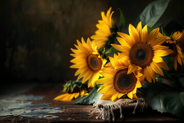 Sunflower on the table