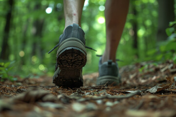 Walking though forest path