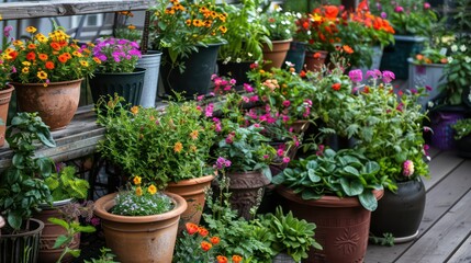 garden flowers, herbs and vegetables containers 