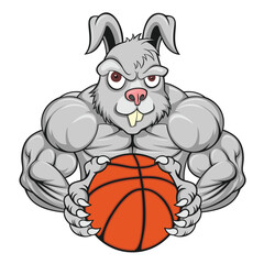 basketball mascot rabbit vector illustration design