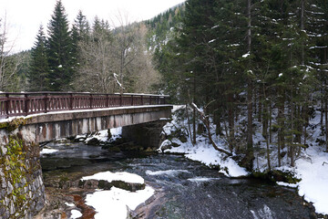 Spindleruv Mlyn, Czech Republic - April 27, 2024 - The White Elbe is a left-side tributary of the...
