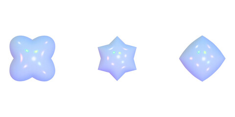 Realistic set 3d elements holographic y2k for web design. Trendy geometric element. Vector y2k illustration