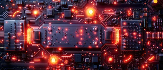 Close-up of a the circuitry on an integrated circuit board