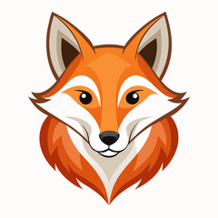 Cartoon illustration of a red fox head on a white background