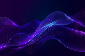 Naklejka premium Dark abstract background with glowing wave. Shiny moving lines design element. Modern purple blue gradient flowing wave lines. Futuristic technology concept. Vector illustration