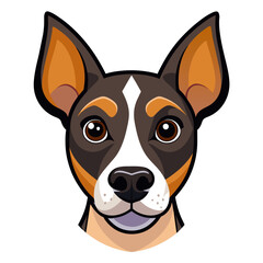 Cartoon illustration of a fawn dog head with whiskers