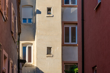 old house facade into an inner courtyard in germany