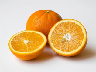 Fototapeta premium Orange fruit and orange leaves on a background.