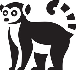 Lemur sitting silhouette vector icon illustration on white background.