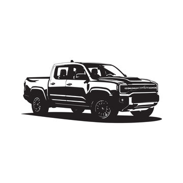Vector double cabin 4x4 vehicle pickup truck vector isolated