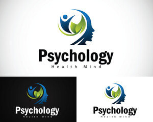 Psychology logo creative health mind mental smart nature leave design concept