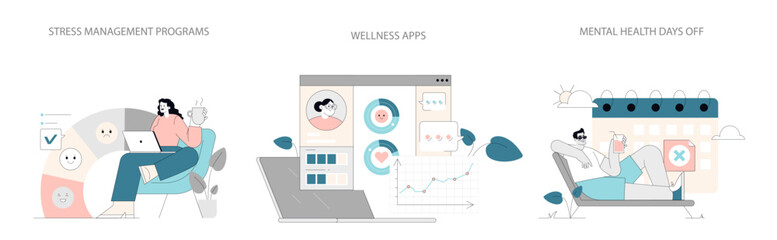 Mental Health Awareness. Flat Vector Illustration