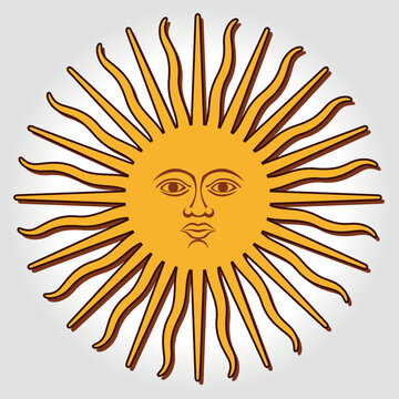 recommend clip art: The Inca sun God. Inti sun of may. Argentinian flag. Isolated on white background. Abstract vector illustration
