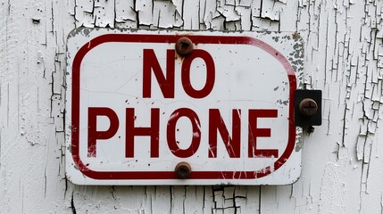 A sign prohibiting cell phone use depicted on a white background.