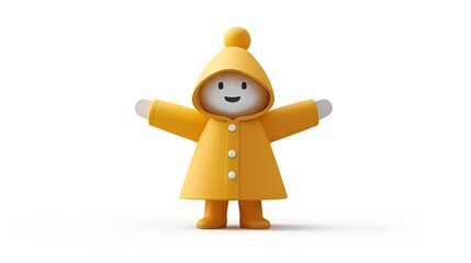 Sunny Days Ahead: Yellow Toy Figure in Stylish Raincoat
