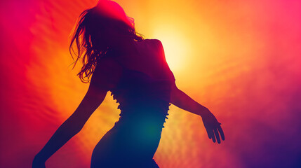 A dancer woman dancing in silhouette street dance concept