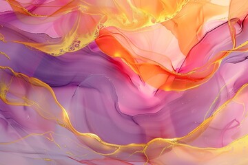 Natural luxury abstract fluid art painting in alcohol ink technique. Tender and dreamy