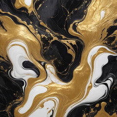 Marble effect of fluid paint being mixed together to create a background