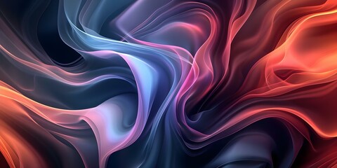 Obraz premium Swirling Neon Blue and Pink on a Dark Background. Concept Neon Lights, Dark Background, Swirling Patterns, Blue and Pink Colors