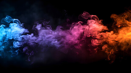 Multi-colored smoke on a black background
