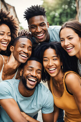 Connections Across Cultures: Diverse Friends Share Joyful Moment. Embracing Differences. Laughter Connects People of All Backgrounds. generative AI