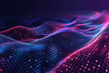 Abstract Waving Particle Technology Background Design. Abstract wave moving dots flow particles, hi-tech and big data background design for brochures, flyers, magazine, business card, banner. Vector