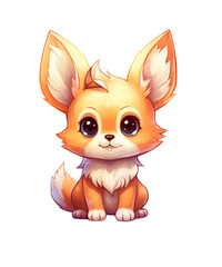 Cute Little Fox Cartoon on a transparent background. Clipart PNG.