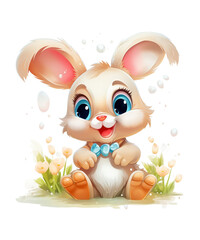 Cute rabbit on a transparent background. Clipart PNG.