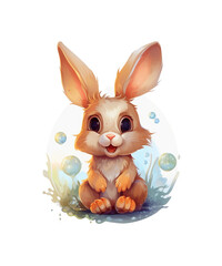 Cute rabbit on a transparent background. Clipart PNG.