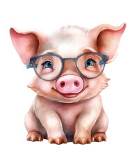 Cute pig on a transparent background. Clipart PNG.