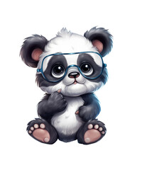 Cute panda on a transparent background. Clipart PNG.