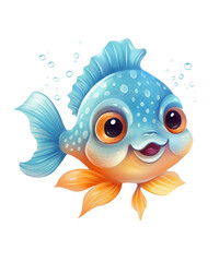 Cute fish on a transparent background. Clipart PNG.