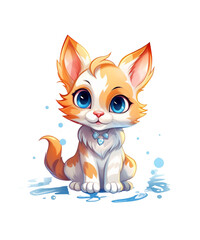 Cute cat on a transparent background. Clipart PNG.