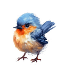 Cute cartoon birds on a transparent background. Clipart PNG.
