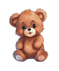 Cute Anime bear on a transparent background. Clipart PNG.